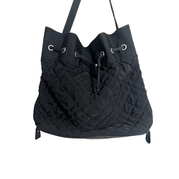 Vera Bradley Black Quilted Bucket Drawstring Bag - Picture 1 of 6